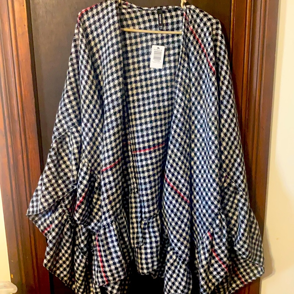 NEW Torrid Black / white gingham Ruana Plus Size